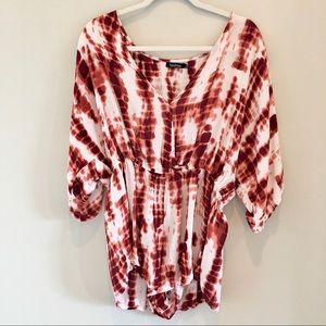 Boohoo Tie Dye Romper Swim Coverup
